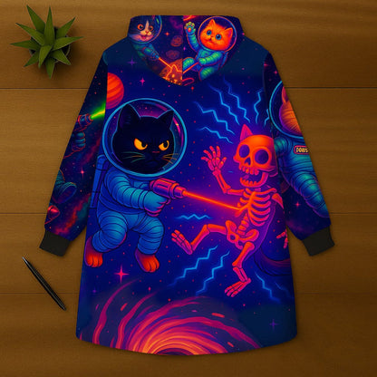 Cosmic Cat Unisex Hooded Blanket - Perfect for Pet Lovers & Cozy Nights!